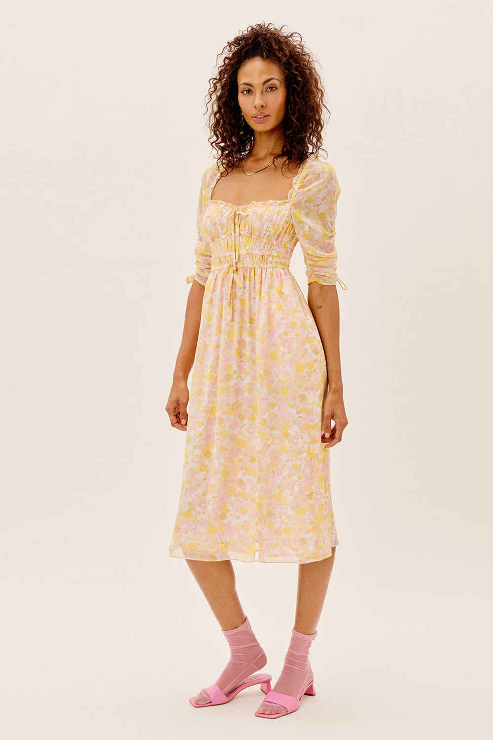 For love and lemons yellow floral dress clearance